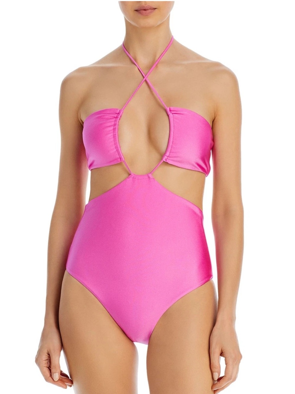 Jade Swim Womens Layla Cutout One Piece Swimsuit Pink Size Large